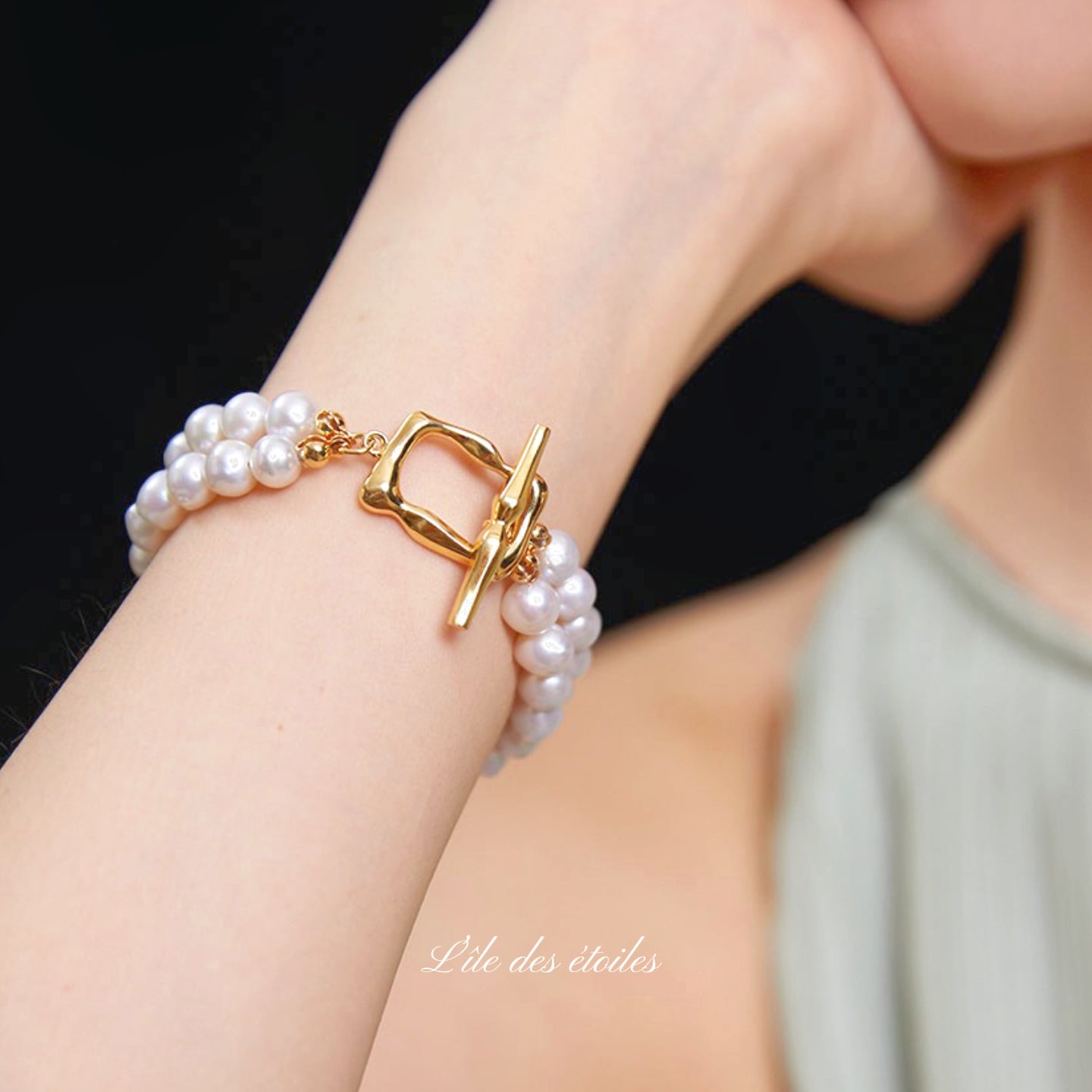 Bracelet de perles en double