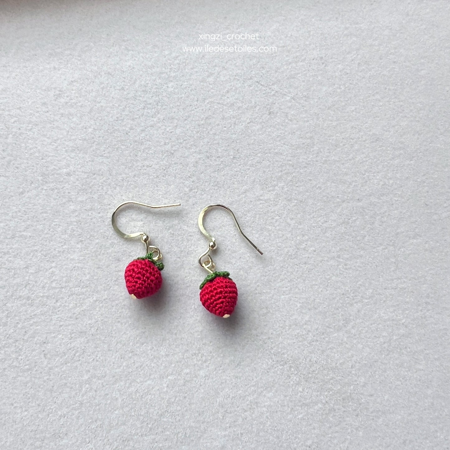 Boucles d'oreilles/Collier micro crochet fruits Myrtille Orange Fraise Pêche Citron