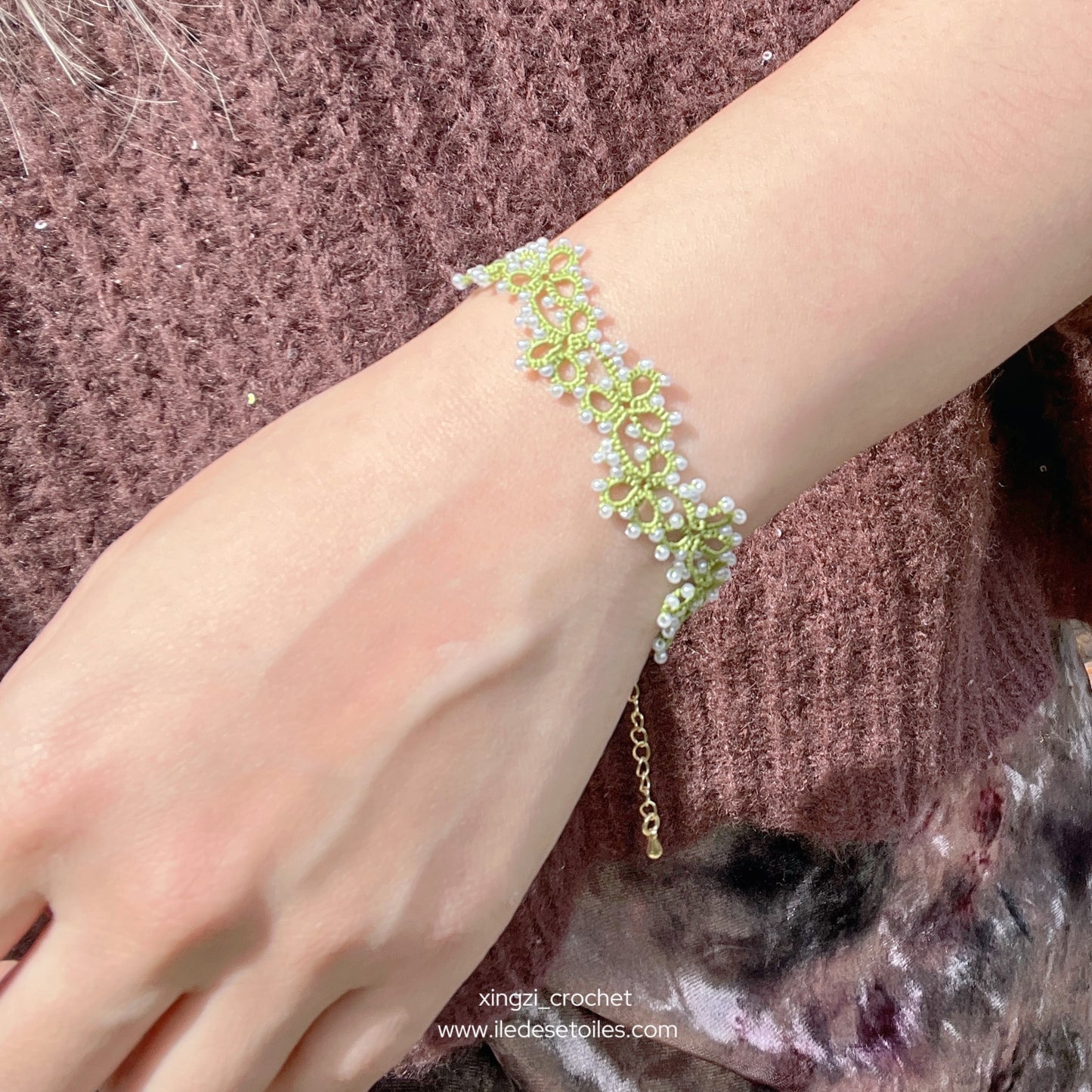 Bracelet Lierre frivolité