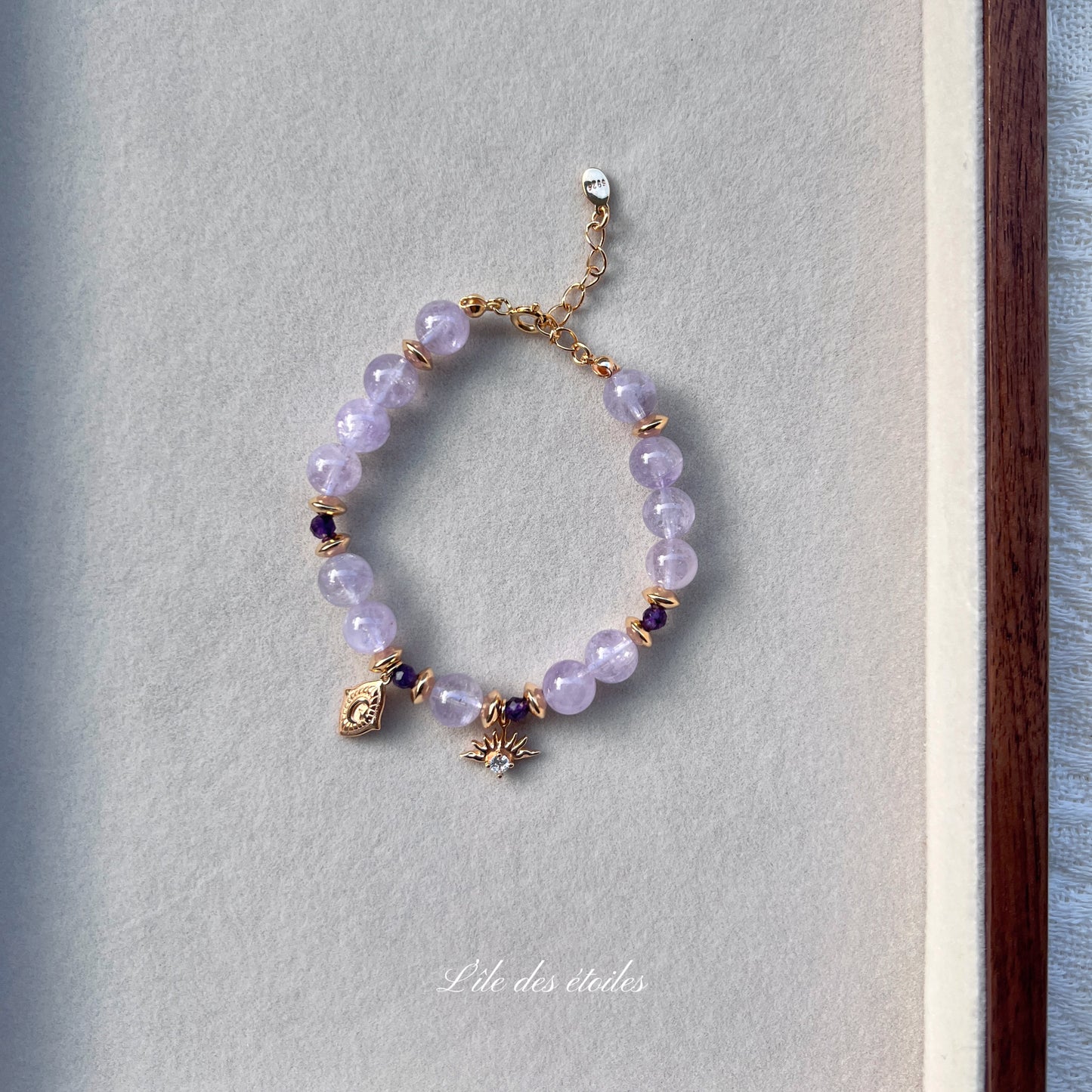 Bracelet en argent avec améthyste et pierres blanches