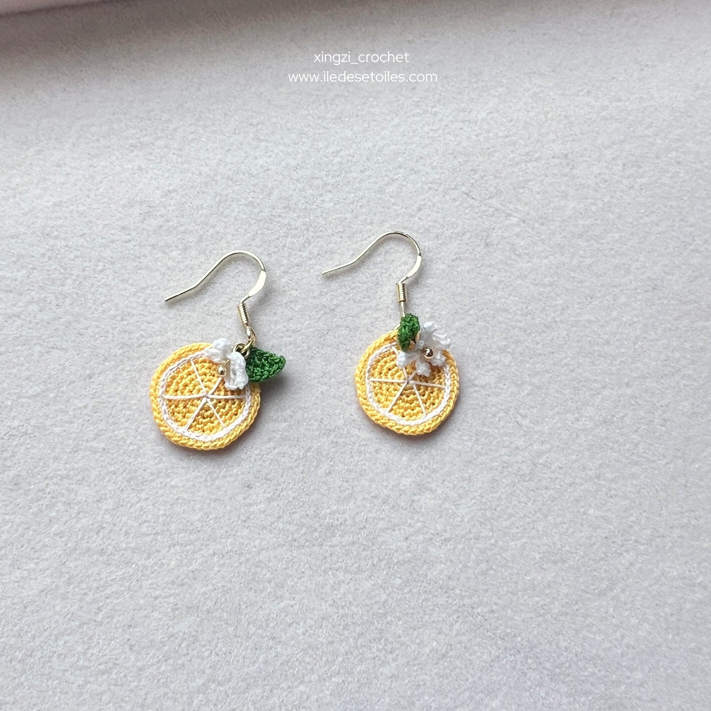 Boucles d'oreilles/Collier micro crochet fruits Myrtille Orange Fraise Pêche Citron