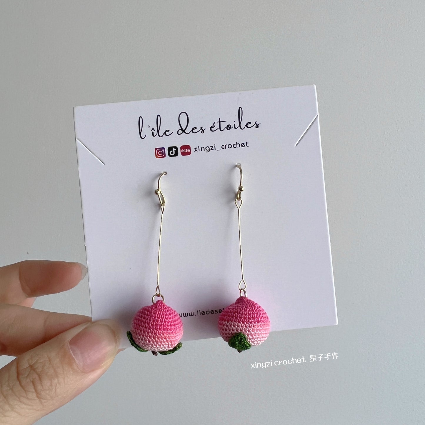 Boucles d'oreilles Peach micro crochet