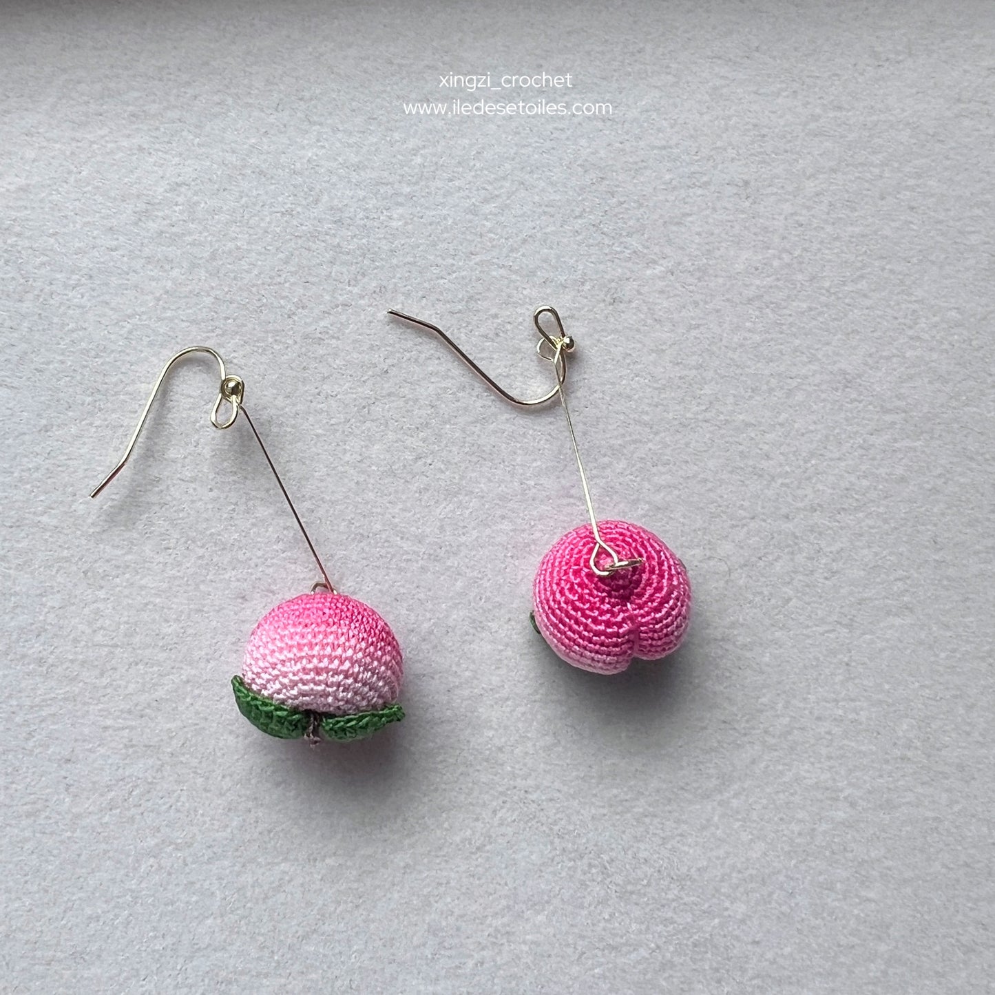 Boucles d'oreilles/Collier micro crochet fruits Myrtille Orange Fraise Pêche Citron