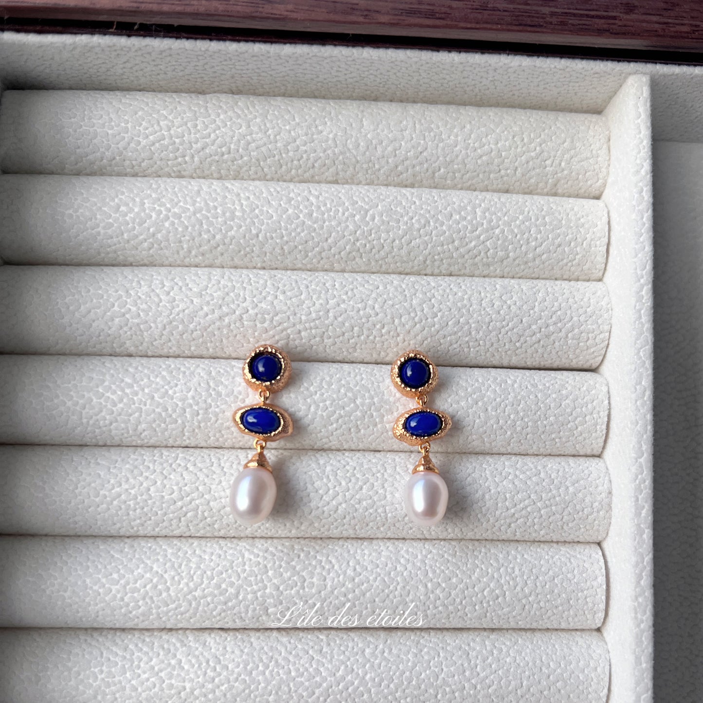 Boucles d'oreilles en perles de lapis-lazuli