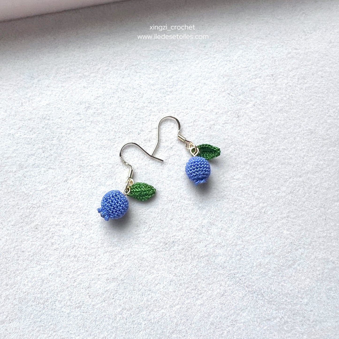 Boucles d'oreilles/Collier micro crochet fruits Myrtille Orange Fraise Pêche Citron