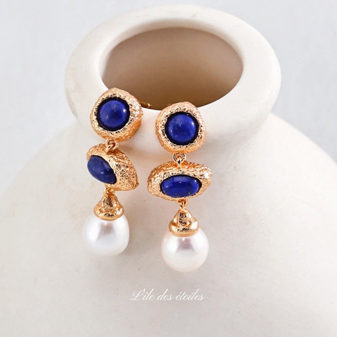 Boucles d'oreilles en perles de lapis-lazuli