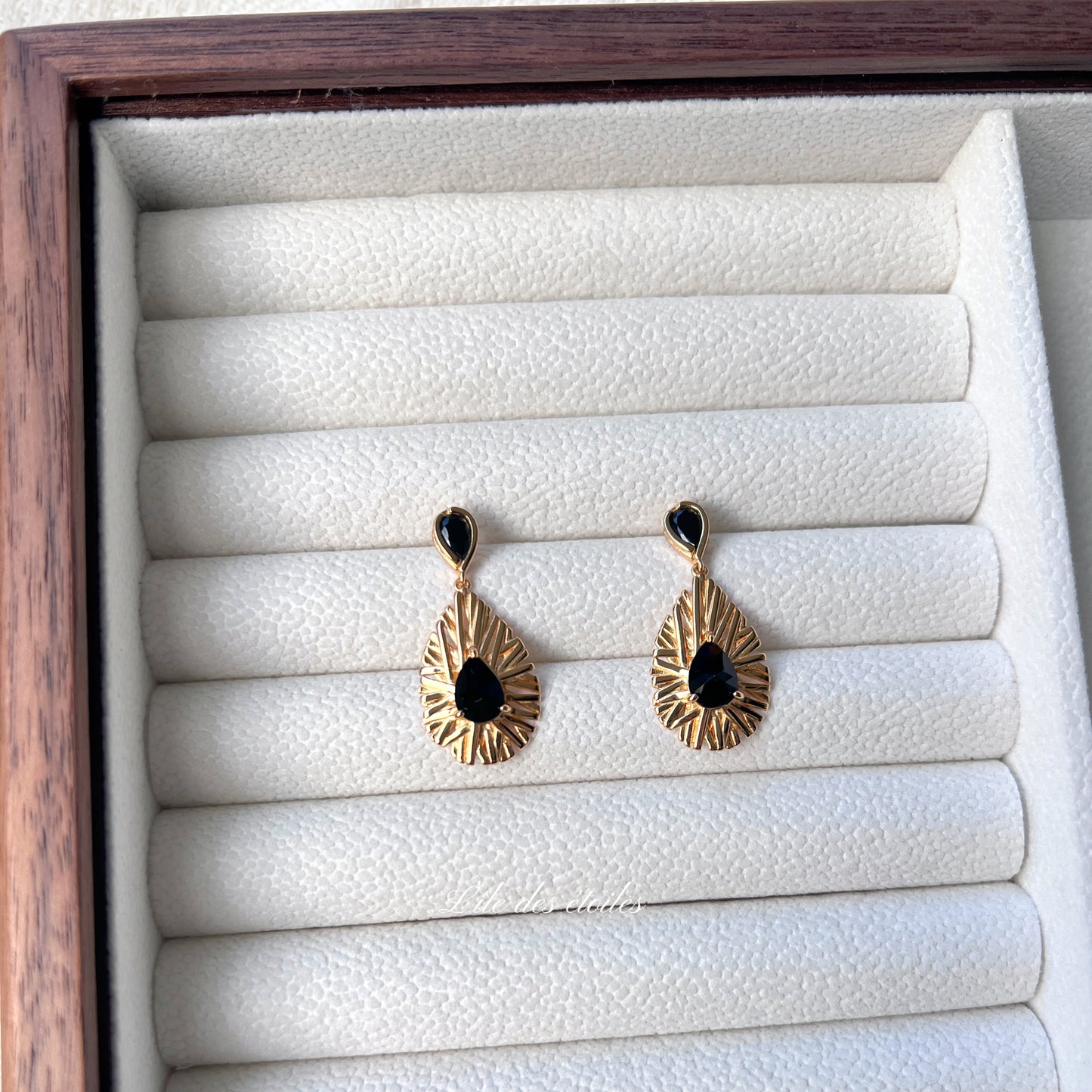 Boucles d'oreilles argent pierre noire
