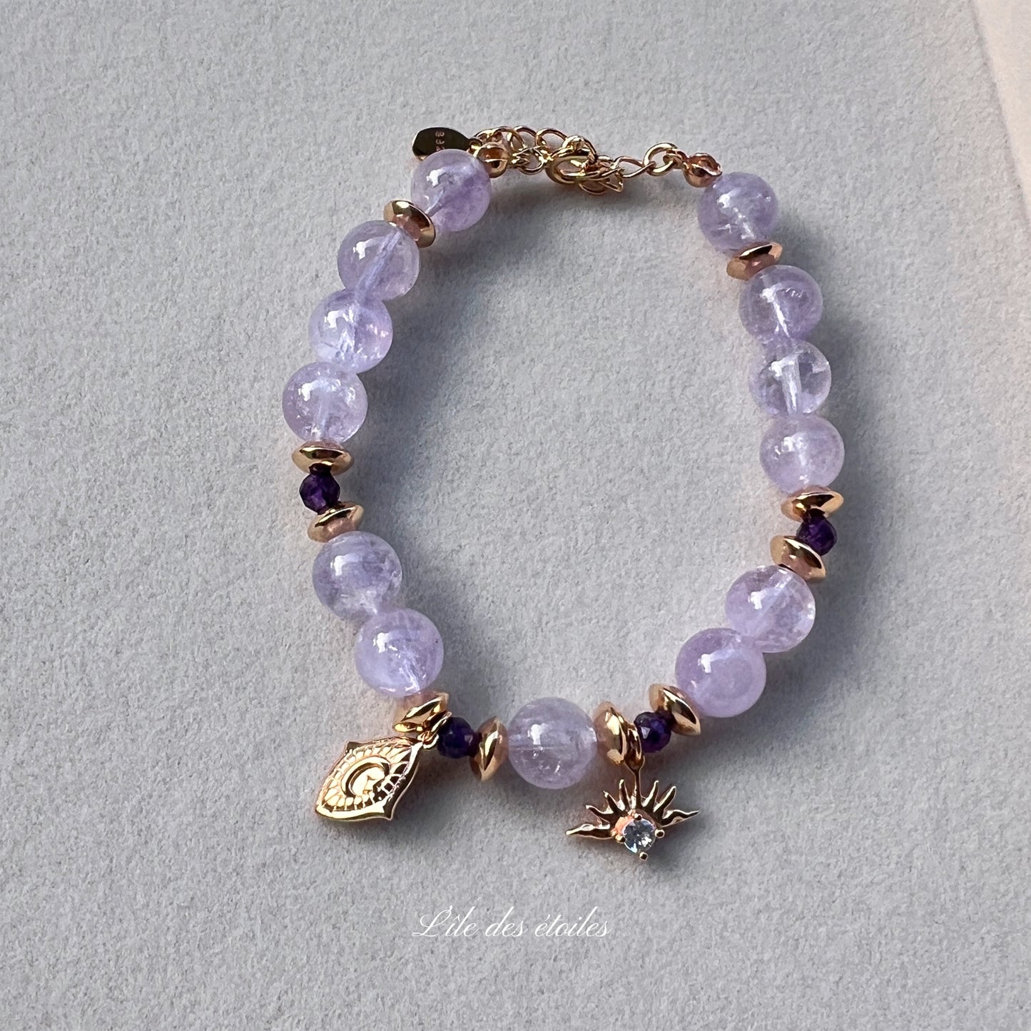 Bracelet en argent avec améthyste et pierres blanches