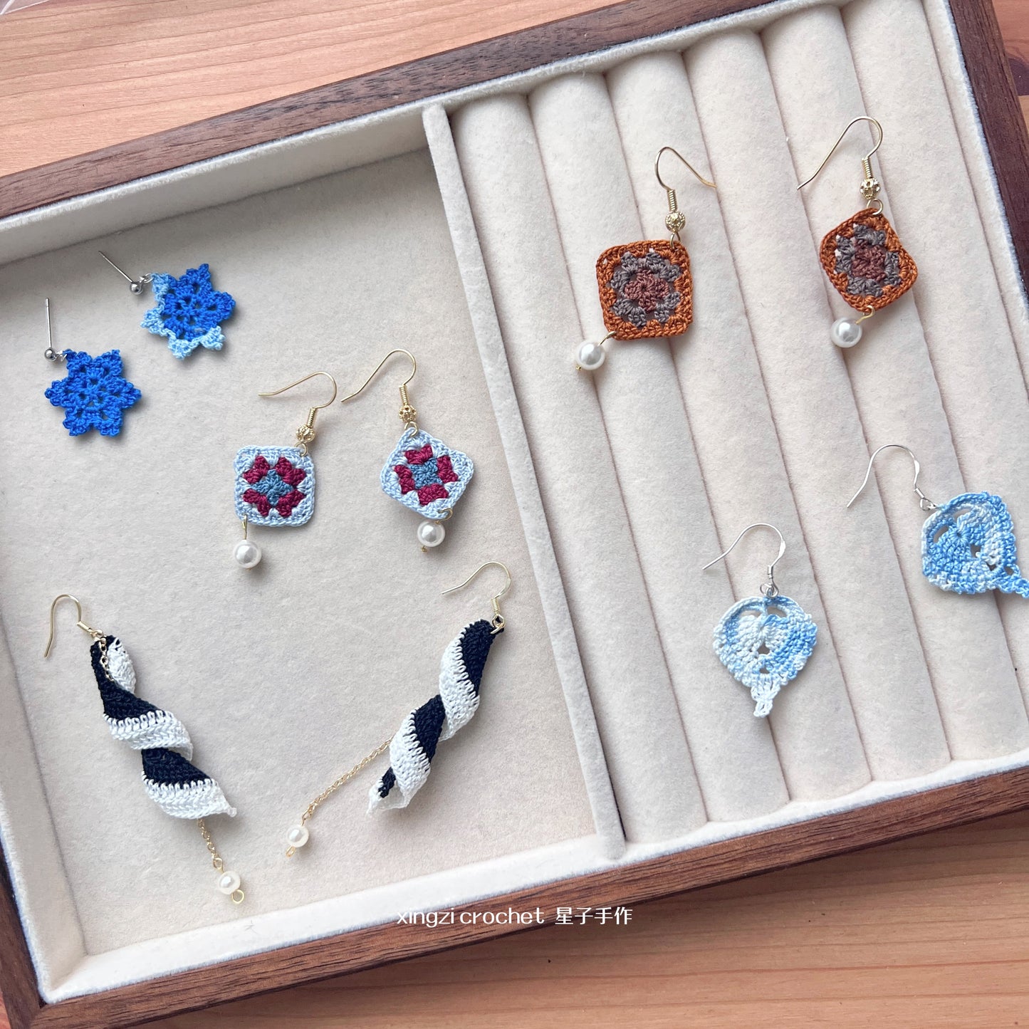 Boucles d'oreilles micro crochet en différents motifs