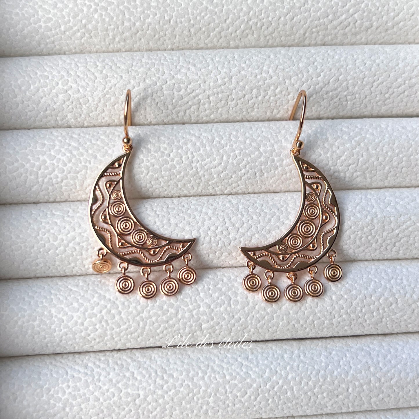 Boucles d'oreilles ethniques en forme de lune