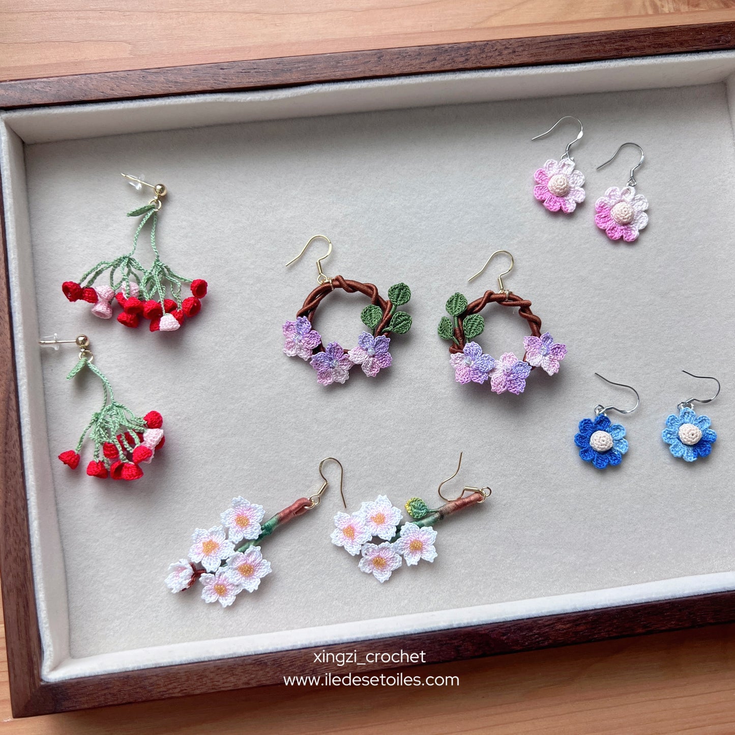 Boucles d'oreilles florales Micro crochet