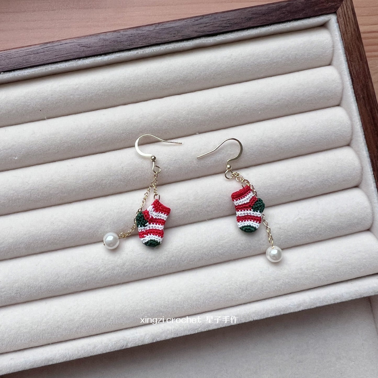 Édition limitée Noël | Boucles d'oreilles bas de Noël chaussettes avec perles décoratives