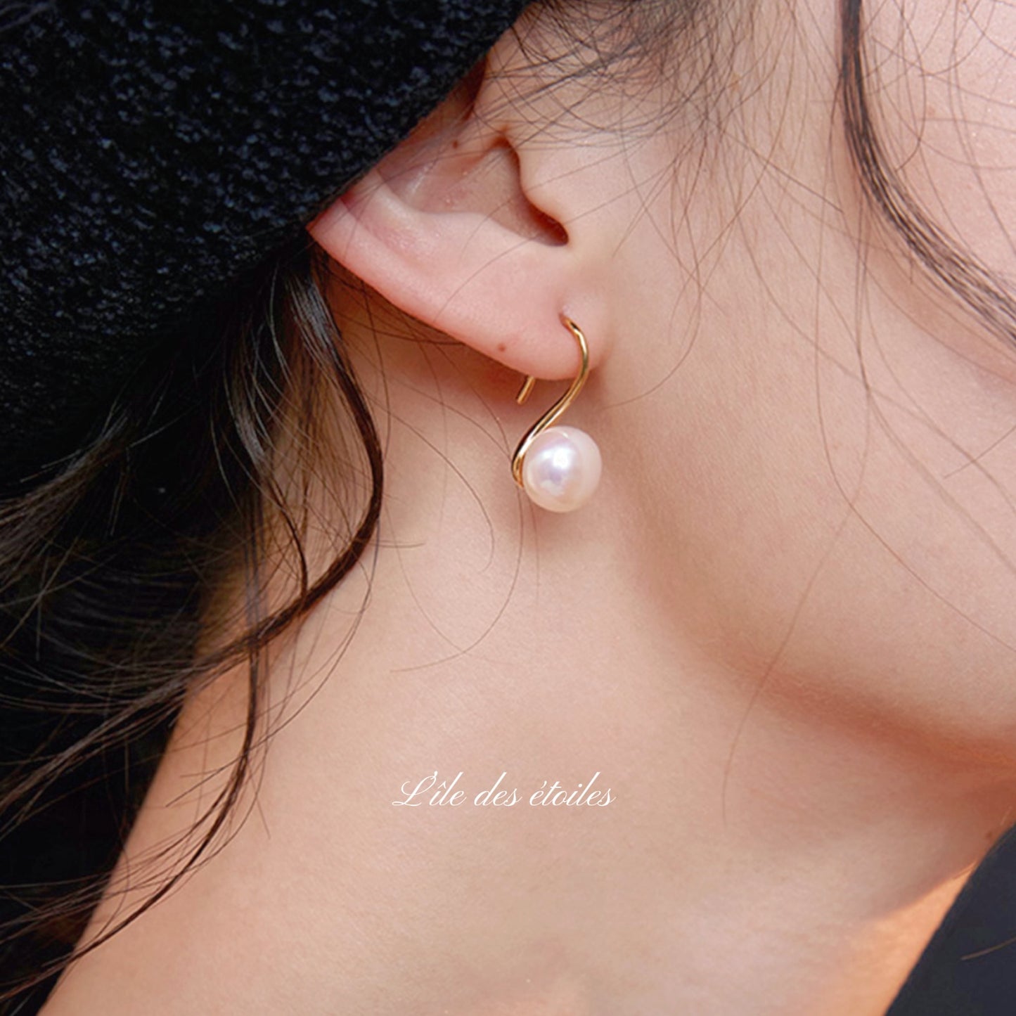 Boucles d'oreilles classiques en perles naturelles