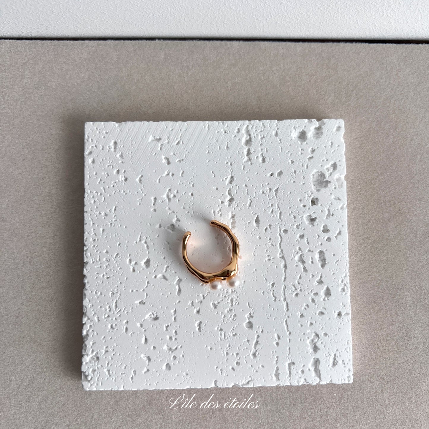 Bague en argent S925 avec deux perles