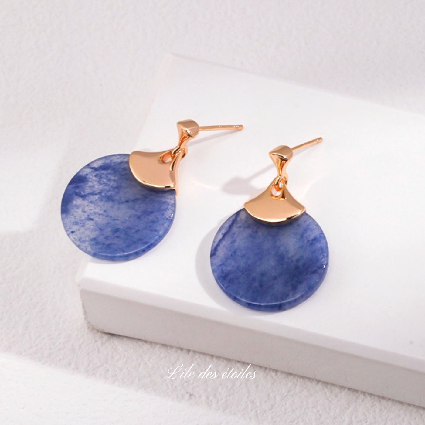 Boucles d'oreilles en argent et aventurine bleue