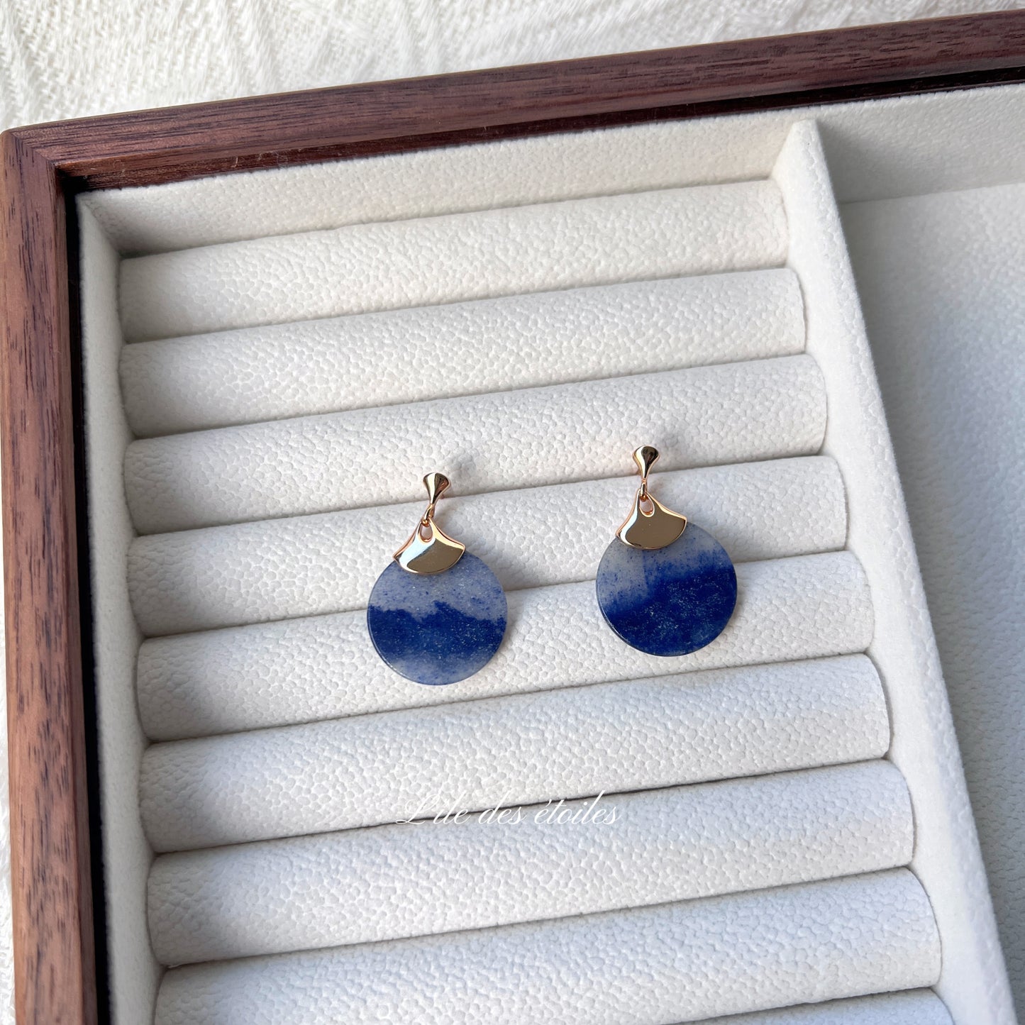 Boucles d'oreilles en argent et aventurine bleue