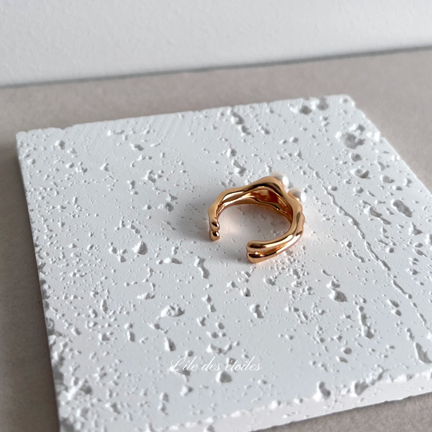Bague en argent S925 avec deux perles